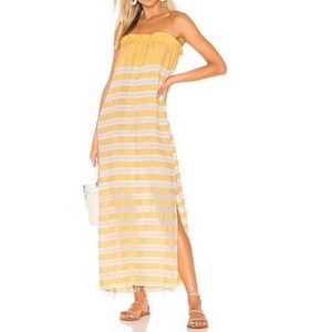 Yellow and White Striped Maxi Dress